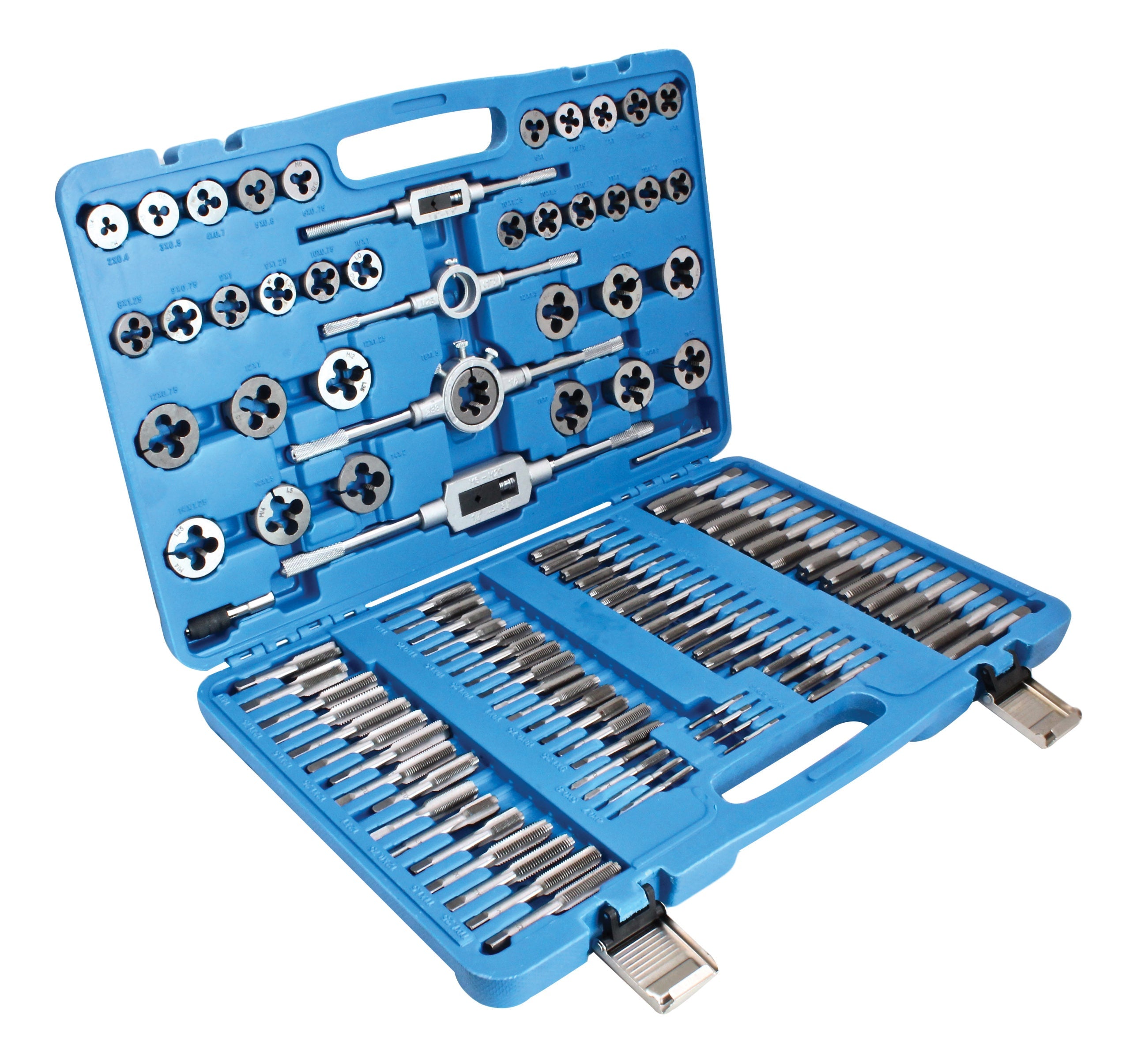 110 pezzi set maschio e filiera per filettatura in acciaio con dimensioni metriche M2–M18, kit filiera per taglio filettatrice manuale per fai da te a casa, garage e officina