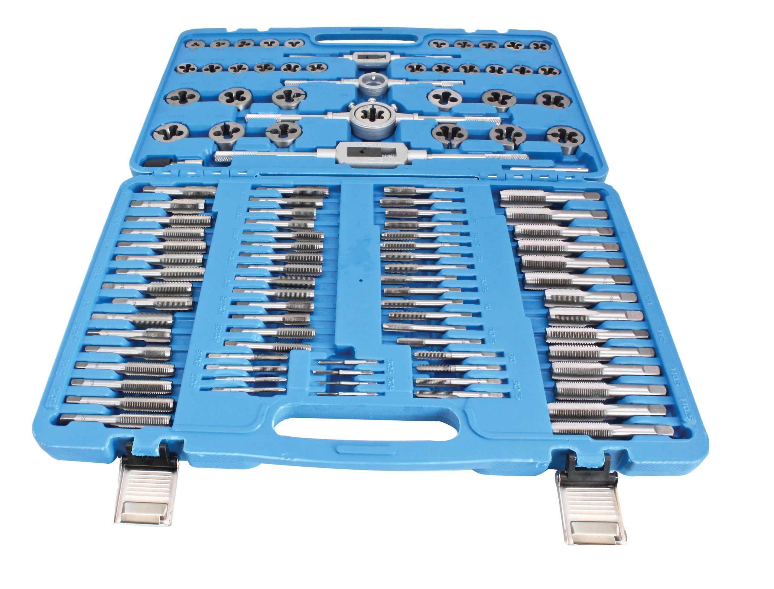 110 pezzi set maschio e filiera per filettatura in acciaio con dimensioni metriche M2–M18, kit filiera per taglio filettatrice manuale per fai da te a casa, garage e officina