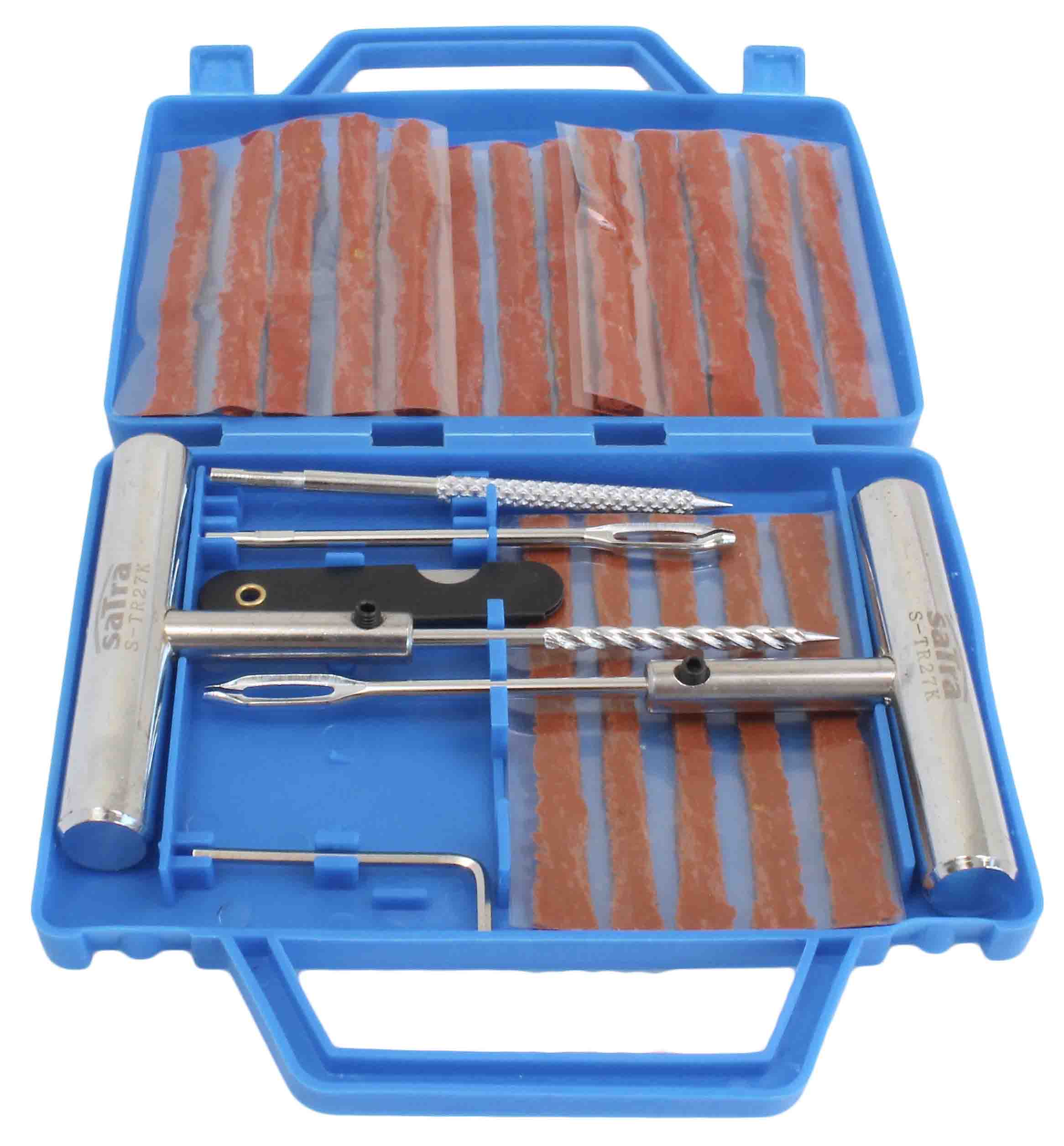 Kit riparazione pneumatici auto - kit foratura moto tubeless - emergenza per ripara gomme auto - kit riparazione gomme, strisce di riparazione, 27 pezzi