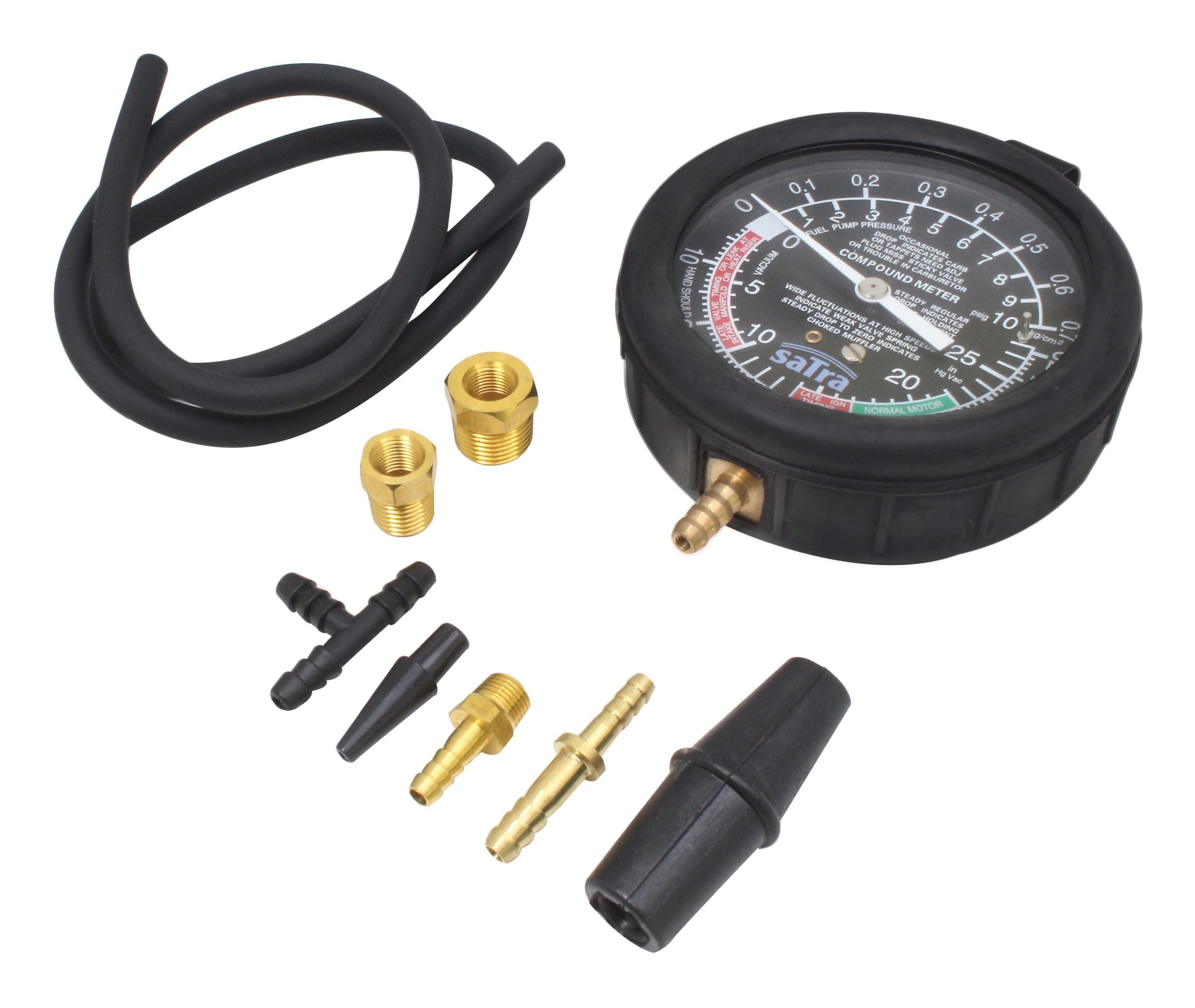 Tester pompa benzina, manometro carburatore pressione vuoto carburante auto, manometri compressione per motori benzina da 1 bar (30 mHg) fino a 0,7 bar (10 psi) per auto e moto, Satra
