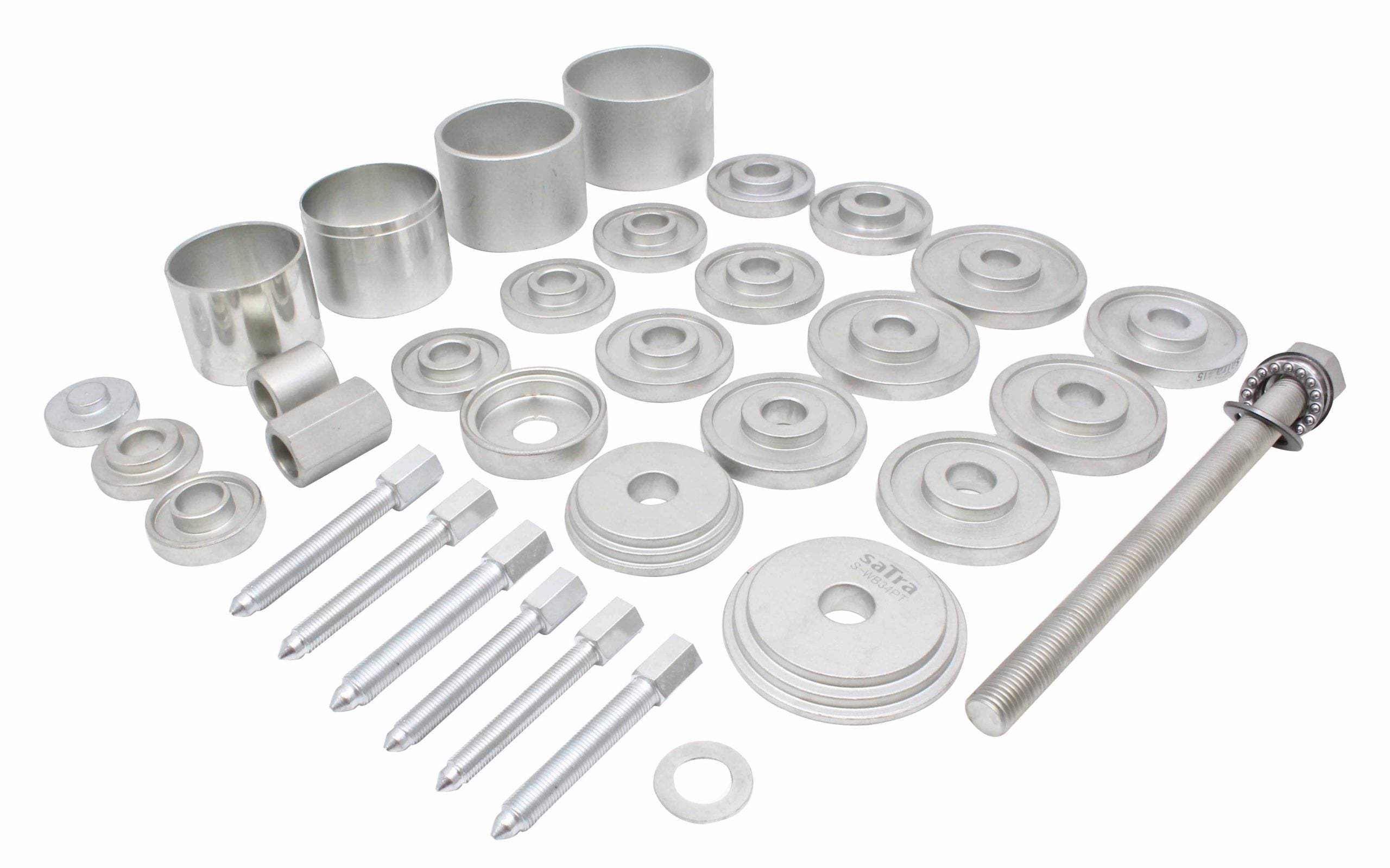 Set di attrezzi per cuscinetti ruota, strumento estrattore di mozzi ruota, cuscinetti sferici, utensili per unità cuscinetto mozzo, kit di smontaggio per VW per Audi, Opel, Fiat, BMW, Ford, 50–102 mm 34 pezzi