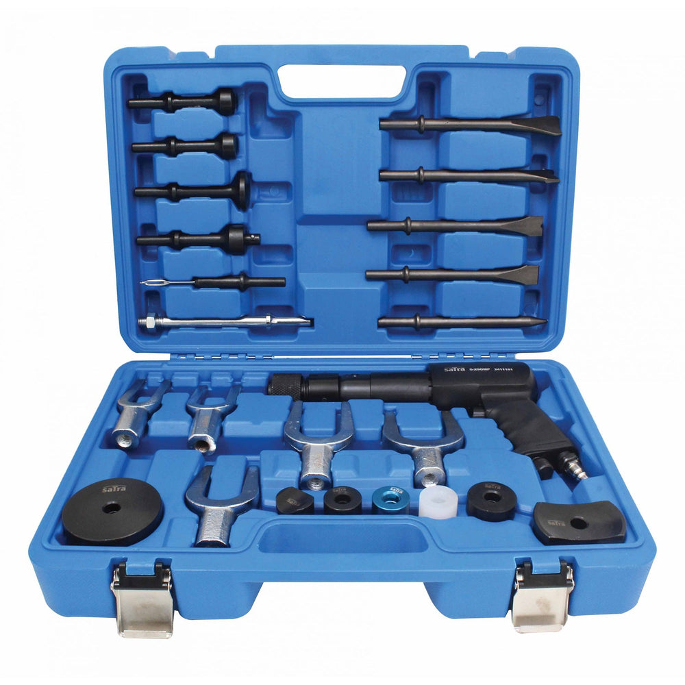 Kit scalpello pneumatico con valigetta, set di utensili, con scalpelli, raccordo 1/4",  24 pezzi, Satra