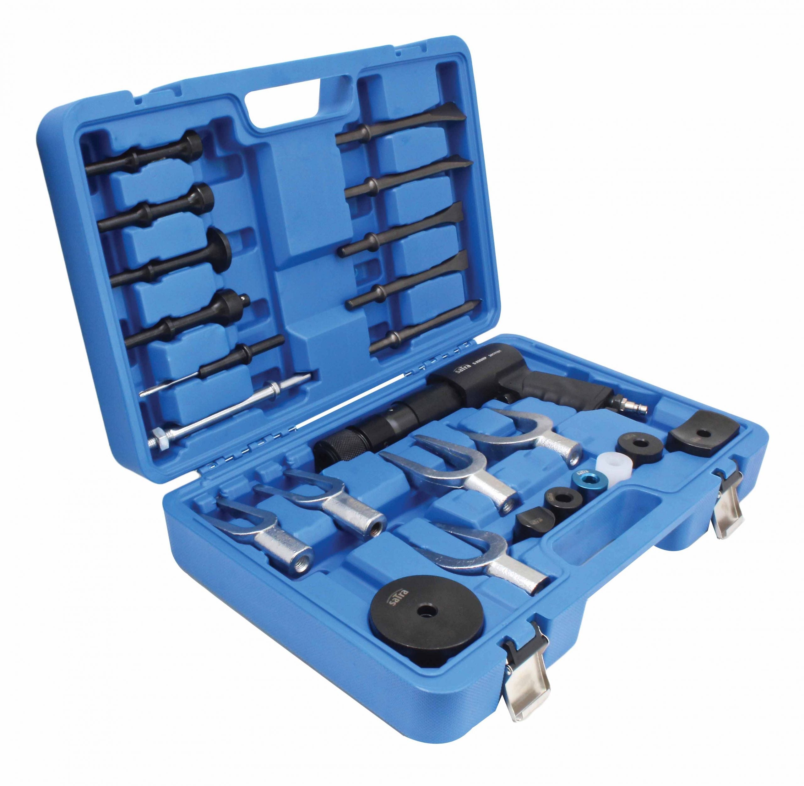 Kit scalpello pneumatico 24 pz., con valigetta, set di utensili, con scalpelli, raccordo 1/4", Satra