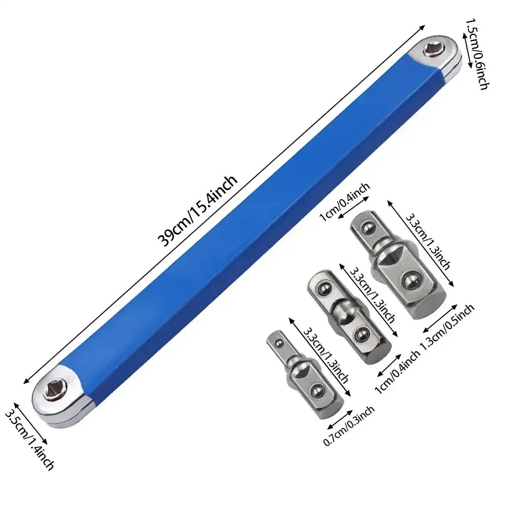 Chiave di prolunga per chiavi a cricchetto con adattatore di azionamento multifunzione da 1/2", 1/4" e 3/8", 39 cm