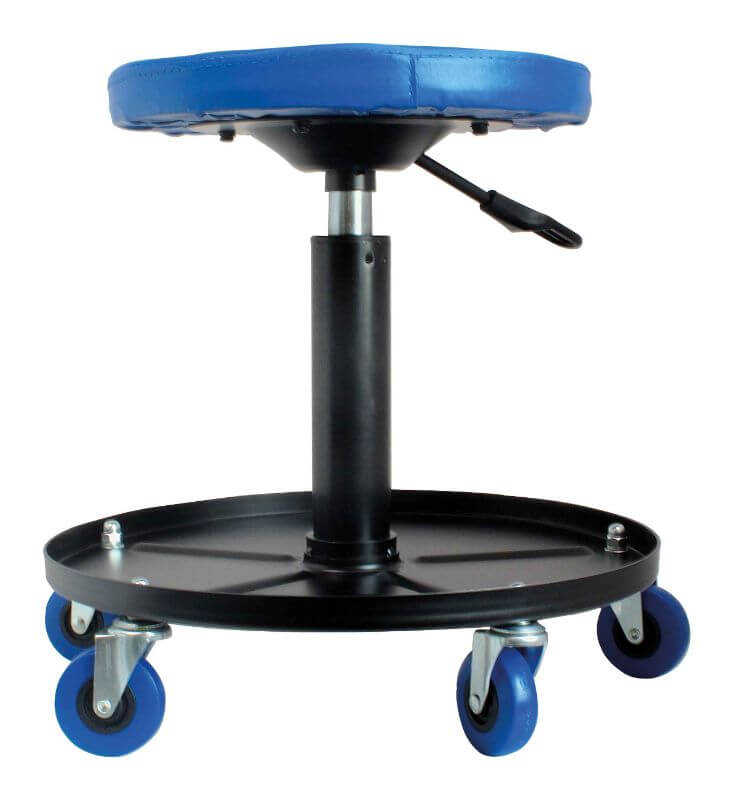 Sgabello per officina regolabile in altezza, sgabello di montaggio, carrello meccanico con ripiano porta-attrezzi, sgabello da officina, sgabello meccanico garage, Asta