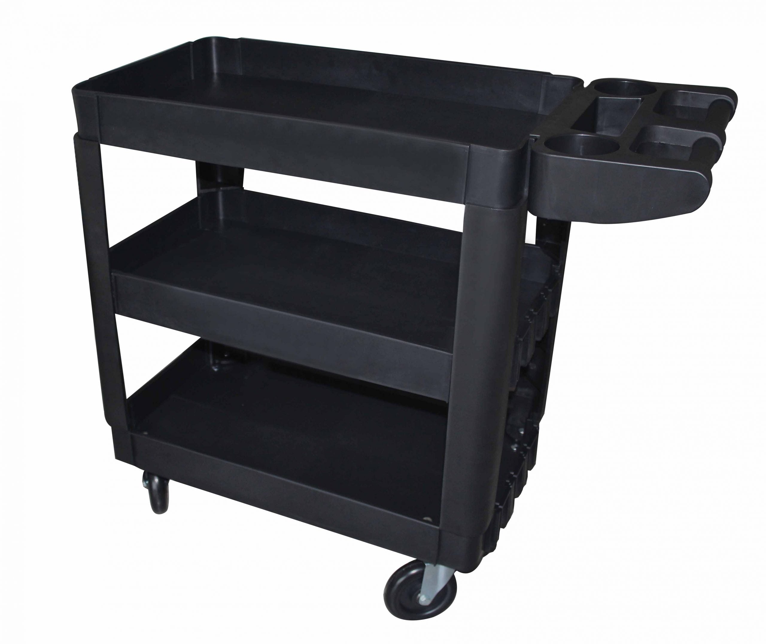 Carrello da officina a 3 ripiani, plastica resistente, con ruote, 250 kg, 69.5 x 41 x 90.5 cm