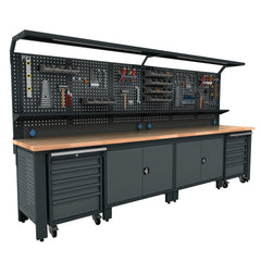 Sistema modulare di armadi e cassetti per officina 3,5 m modello D set nero