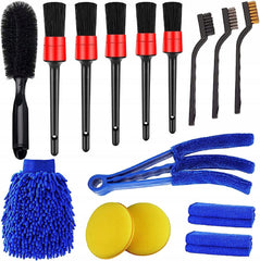 Spazzola di pulizia auto interno esterno, spazzola per dettagli, detailing brush set, pulizia delicata e facile - per cerchi, interni auto, motore, scarico, sedili, 15 pezzi