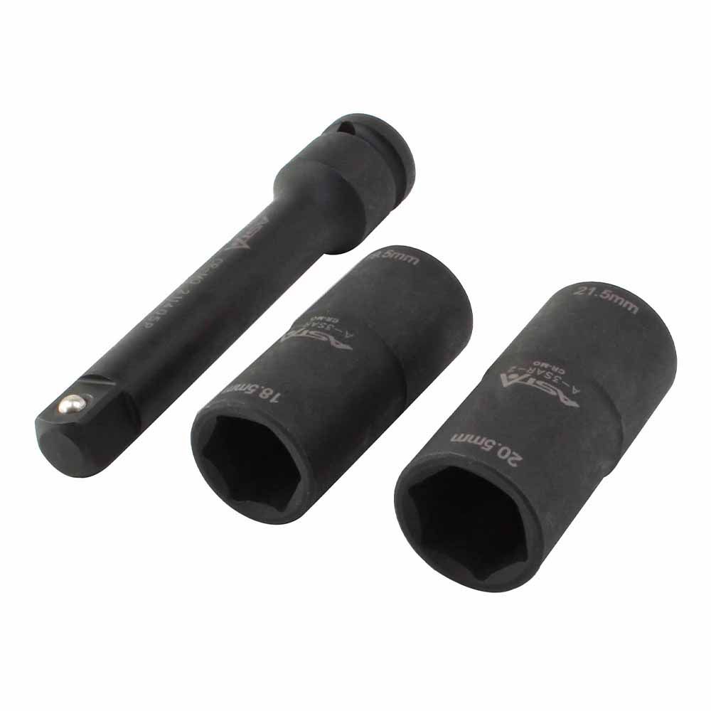 1/2" set bussole a impatto, set di chiavi a bussola, acciaio Cr-V, per cerchi 18.5-19.5 mm, 20.5-21.5 mm, set 3 pezzi, per ruote Ford
