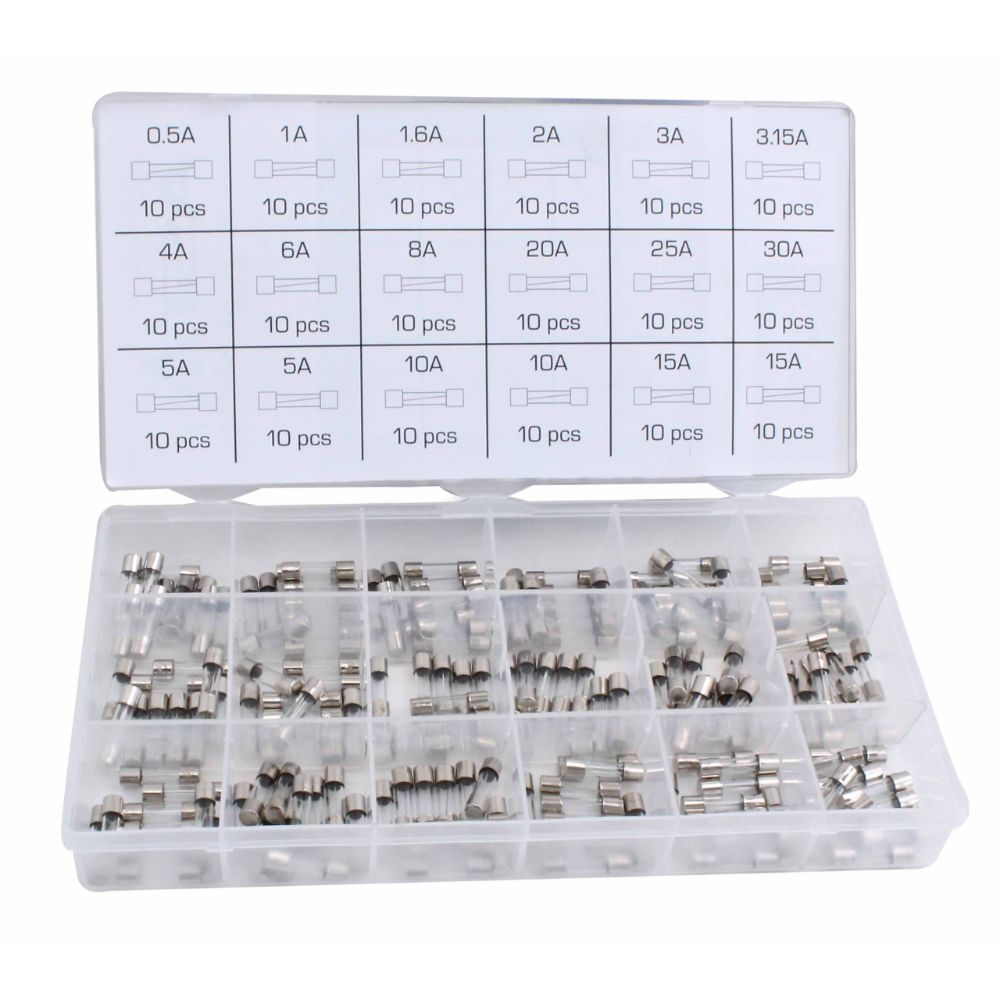 Mini fusibili auto kit - 180pcs mini fusibile, auto fusibile assortiti per camper/camion/moto, kit fusibili auto 5 x 20 mm