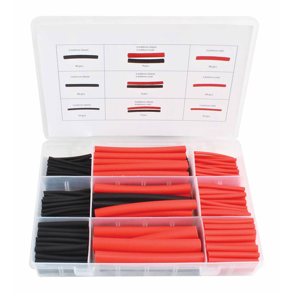 Set di guaina termorestringente, tubi termoretraibili, impermeabili, colore nero, rosso 1,6-9,5, per cavi di isolamento, kit di tubi termorestringenti, assortimento di manicotti per avvolgimento di cavi isolanti elettrici, 270 pezzi
