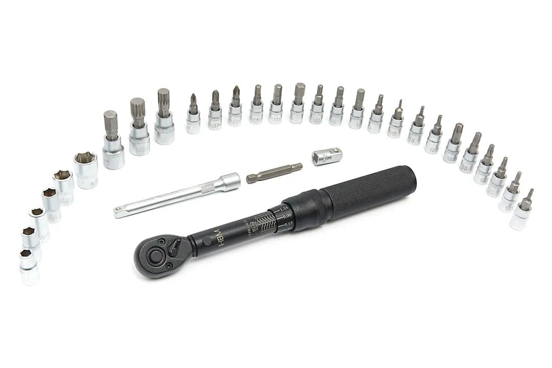 Chiave dinamometrica bici/moto 1/4'' pollice, 2~20 Nm, set da 32 pezzi di punte, kit chiavi dinamometriche professionali regolabili, portatile per bicicletta, auto, mountain bike tools, Hbm