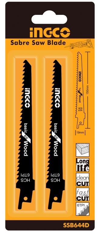 Set 2 lame ricambio x seghetto alternativo x legno, lame per seghetto alternativo, speed for wood (per legno tenero, curved cut, accessorio seghetto alternativo), 150 mm 6TPI Ingco