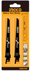 Set 2 lame ricambio x seghetto alternativo x legno, lame per seghetto alternativo, speed for wood (per legno tenero, curved cut, accessorio seghetto alternativo), 150 mm 6TPI Ingco