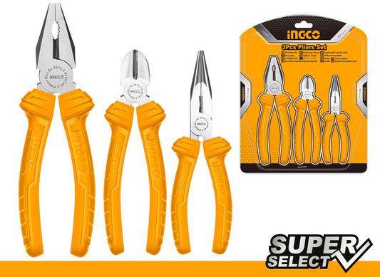 Pinze con tronchese, 3 pezzi, Ingco Super Select