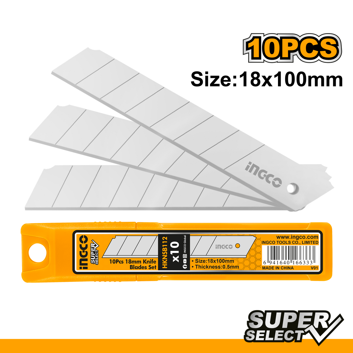 10 lame per cutter - lame taglierino - lame di ricambio per cutter, 18 x 100 mm Ingco
