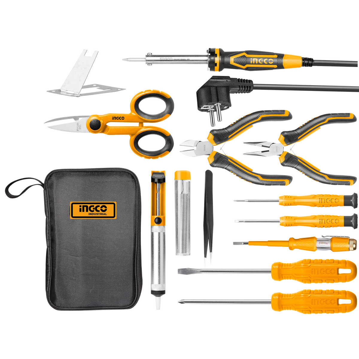 Saldatore a stagno kit stagnatore elettrico 13 in 1 con punte di saldatura, filo per saldatura, 13 pezzi Ingco