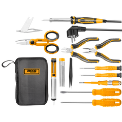 Saldatore a stagno kit stagnatore elettrico 13 in 1 con punte di saldatura, filo per saldatura, 13 pezzi Ingco