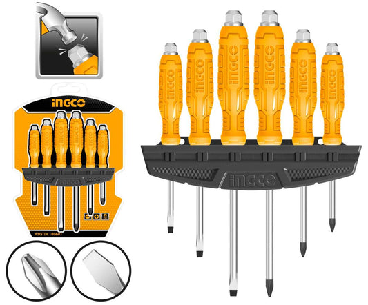 Set giraviti, set di cacciaviti, con supporto 6 pezzi Ingco