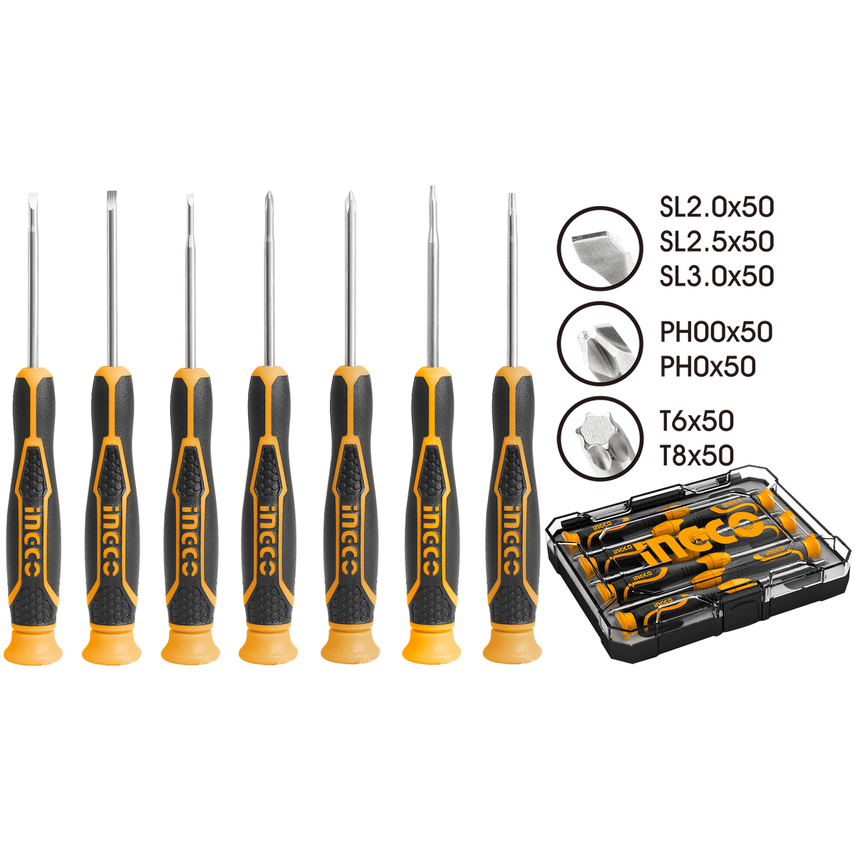 Set di 7 cacciaviti di precisione, kit di strumenti di riparazione fai da te per computer portatile, occhiali, orologi, elettronica, Ingco