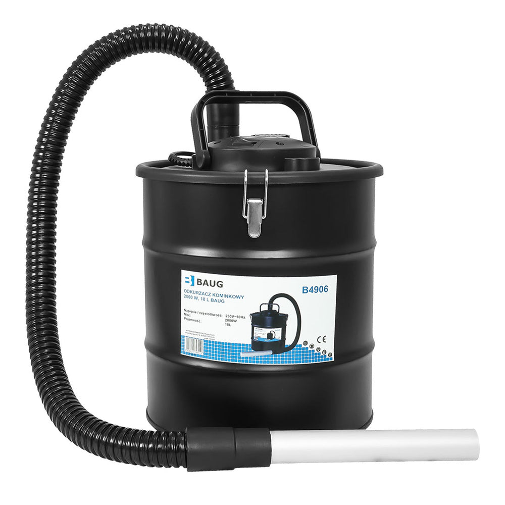 Aspiracenere elettrico, bidone da 18 l, potenza 2000 w, ideale per aspirare ceneri fredde da stufe, caminetti e barbecue, compatto, tubo in alluminio curvato, Baug