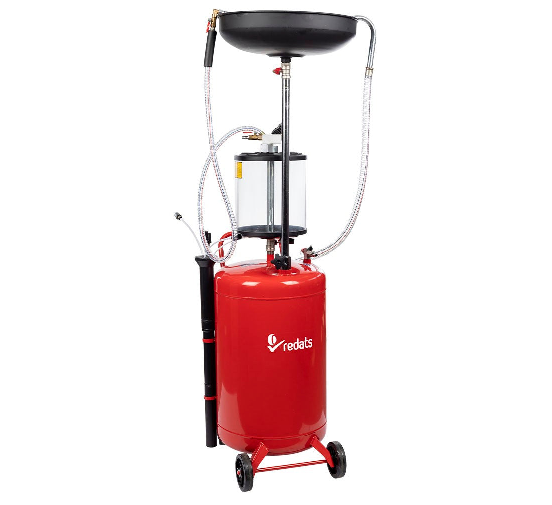 Aspiratore pneumatico olio esausto 80 litri, recuperatore per cambio olio motore