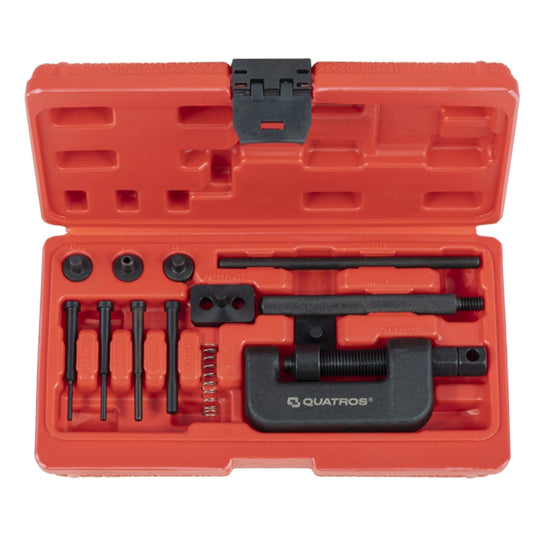 Attrezzo smontaggio/rimontaggio catene, kit-set per catena motocicli, smagliacatena, con custodia per il trasporto, assortito, tagliacatena e rivettatrice, strumento di rimozione per moto, bici, ATV