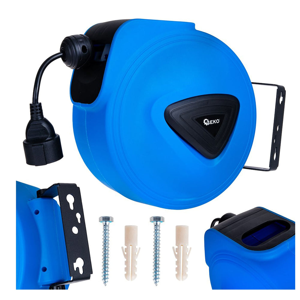 Avvolgicavo elettrico automatico a molla con staffa per fissaggio a muro 3 × 1,5 mm 15 m