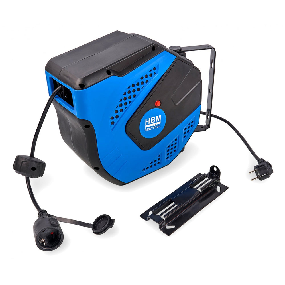 Avvolgicavo elettrico automatico a molla con staffa per fissaggio a muro 3 × 1,5 mm IP34 20 m Hbm Machines Olanda