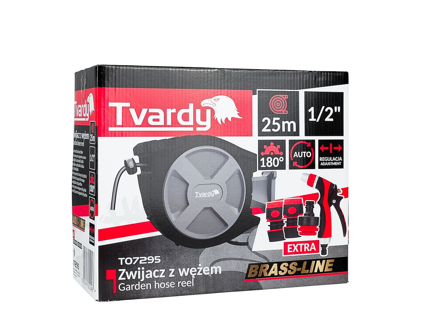 Avvolgitubo automatico retrattile 25m, diametro tubo 1/2", rullo per irrigazione da giardino, fissaggio a parete girevole 180°, per orto e pulizia domestica, Tvardy