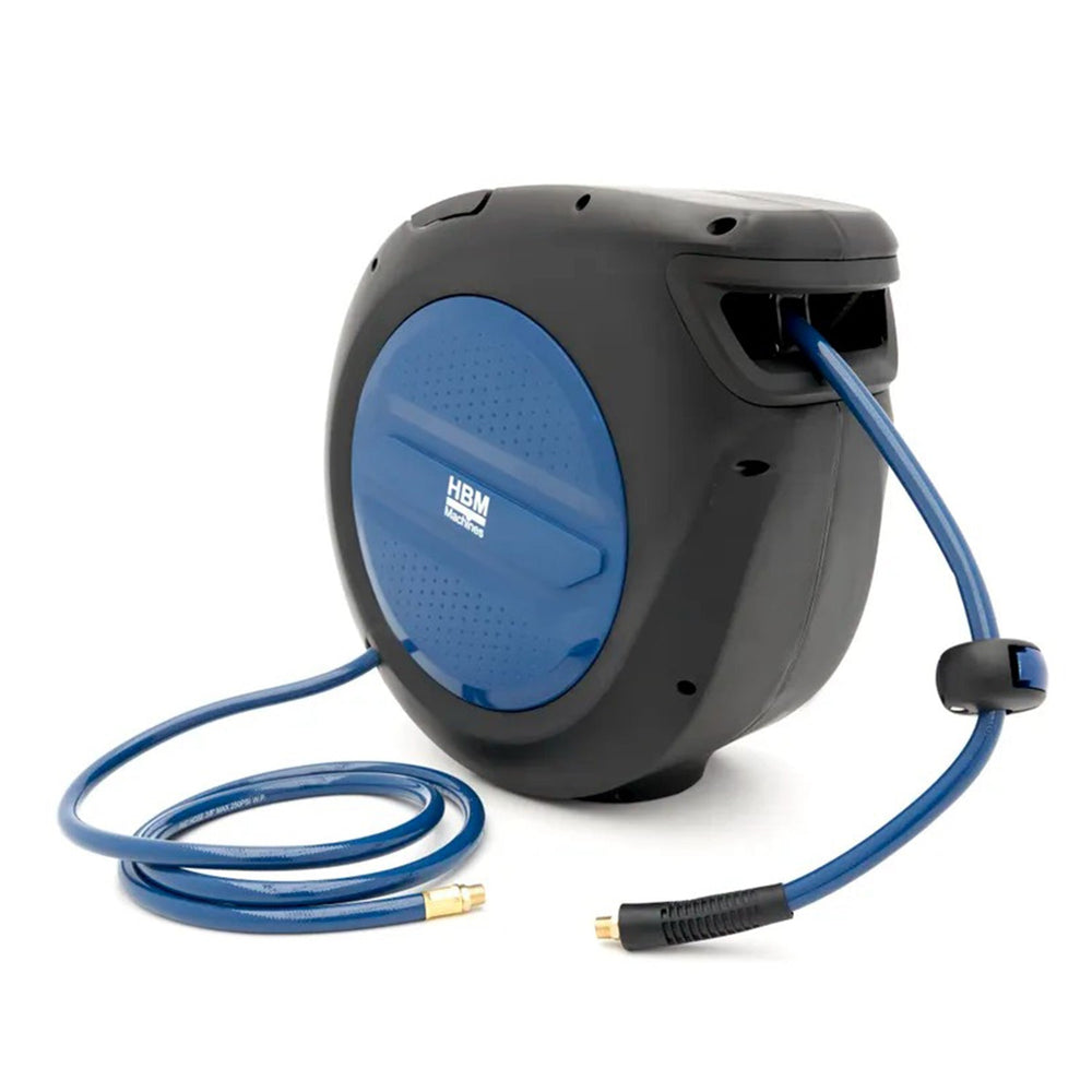 Avvolgitubo per aria compressa sistema blocco automatico fissaggio a parete 9,5 × 14,5 mm 20 m Hbm