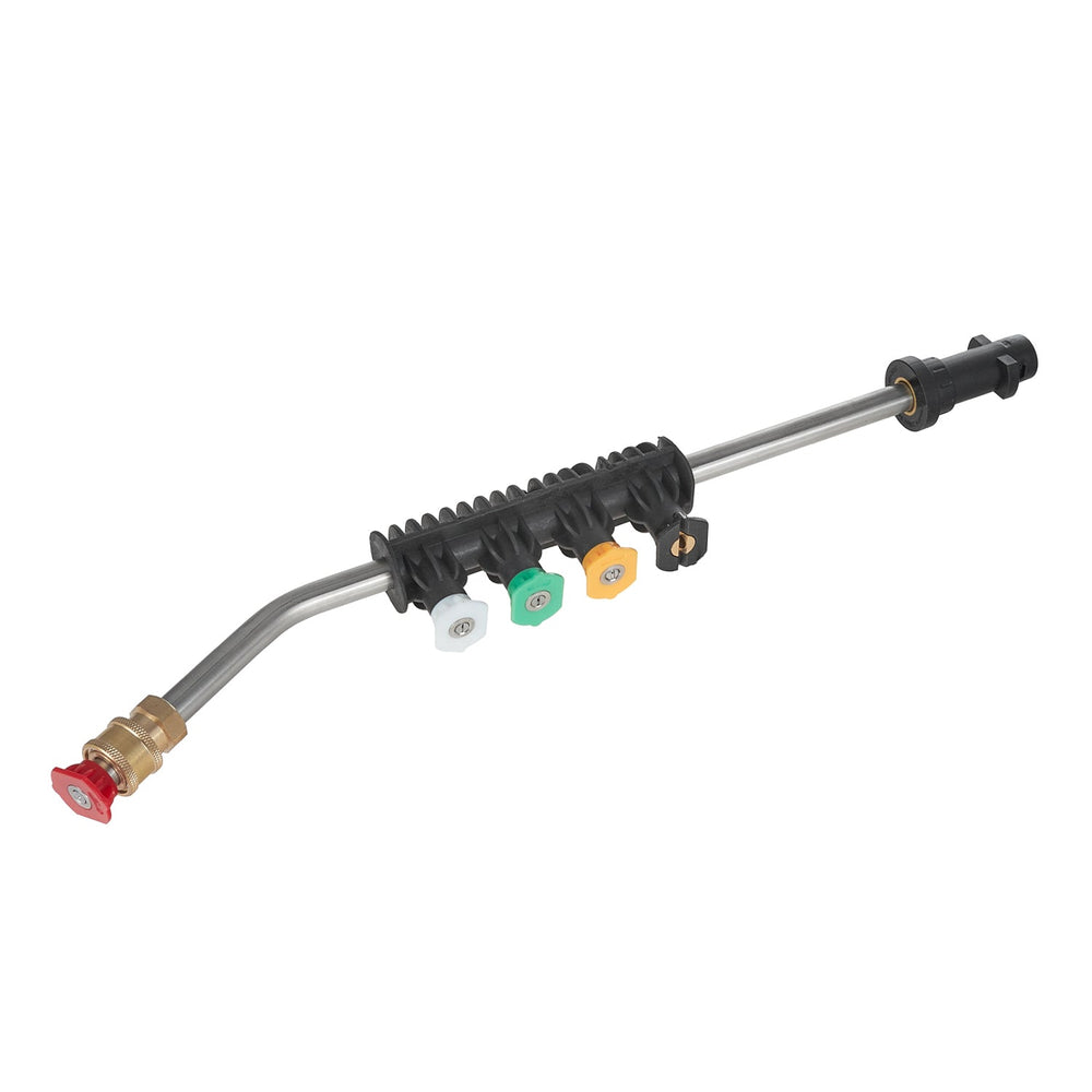 Bacchetta di prolunga per lancia idropulitrice ad alta pressione, 350 bar, bacchette per idropulitrici con asta curva da 15°, strumento pulizia, accessori per il lavaggio delle finestre sul tetto, a spruzzo, pulitore per grondaie con 5 ugelli