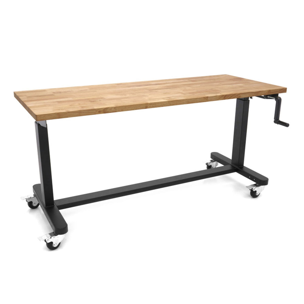 Banco da lavoro per garage, in legno massiccio, capacità di peso 68 kg, 152 cm,con ruote, altezza regolabile, per officine, negozi commerciali, uffici