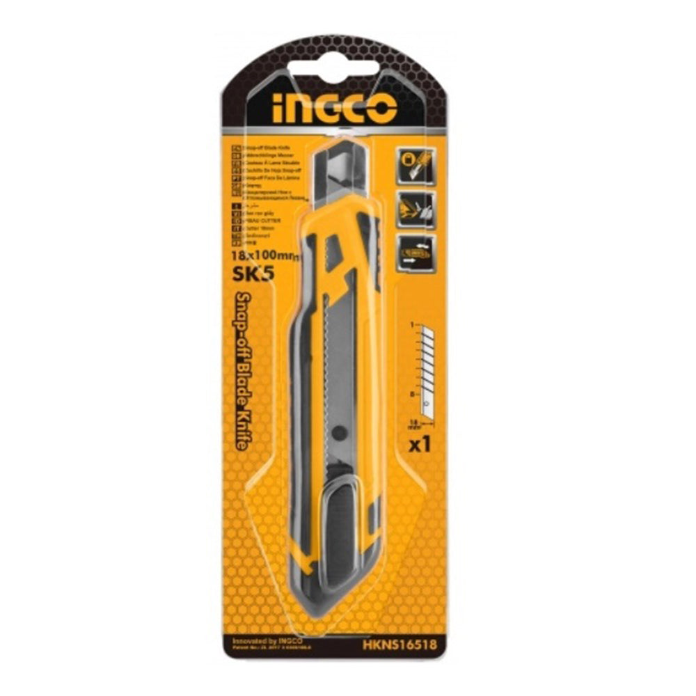 Taglierino-cutter retrattile con impugnatura in gomma, Ingco