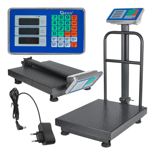 Bilancia a piattaforma digitale 300 kg – bilancia pesa pacchi professionale con piattaforma, display LED, bilancia digitale a piattaforma digitale industriale, Geko