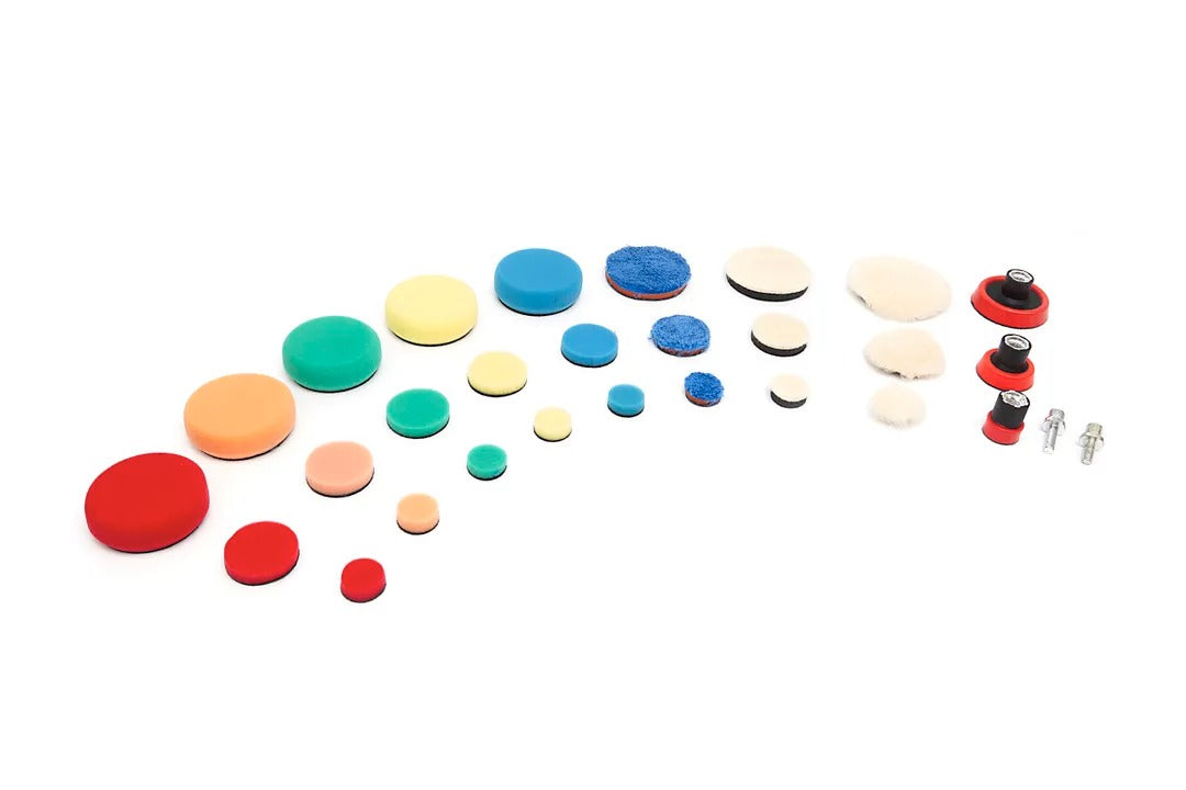 Set spugne per lucidatura in microfibra, pad per cere, polish, detergenti e sigillante vernice, alternativa a lucidatrice, lucidatura, lucidatrice eccentrica, M14 x 6 mm 29 pezzi Hbm Olanda