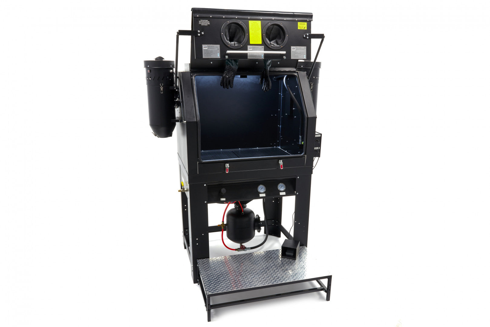 Cabina di sabbiatura/sabbiatrice a pressione professionale con doppio aspiratore, con 2 estrattori SBC 990 litri