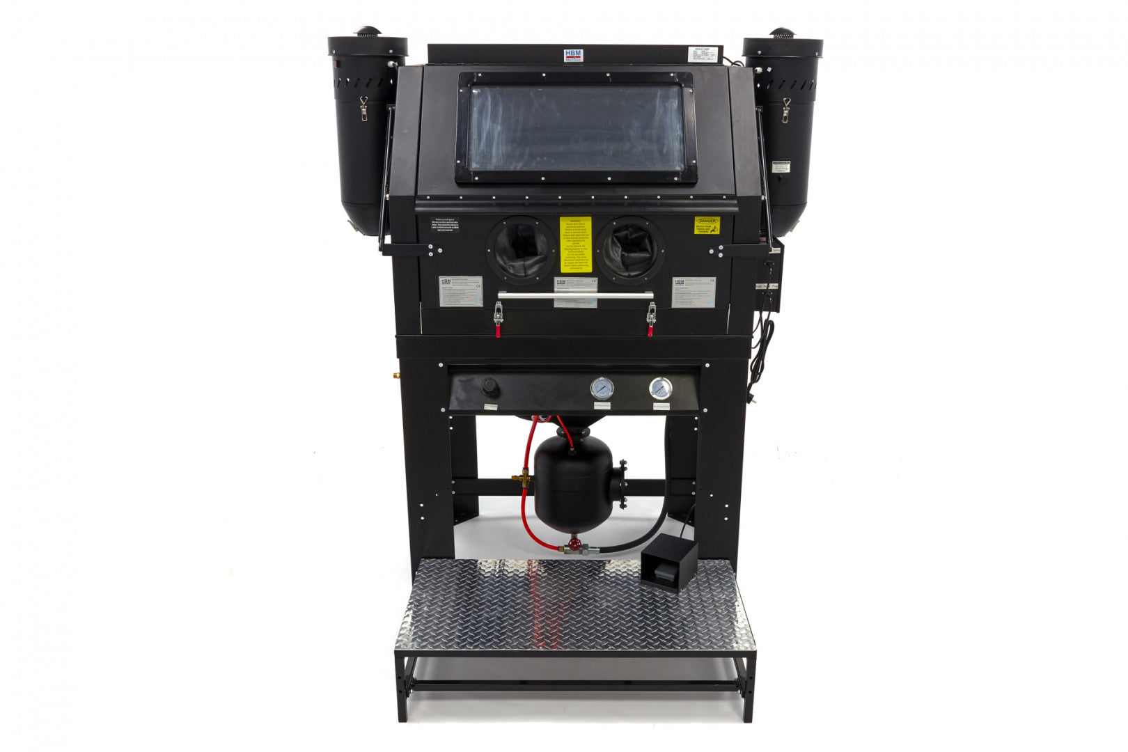 Cabina di sabbiatura/sabbiatrice a pressione professionale con doppio aspiratore, con 2 estrattori SBC 990 litri