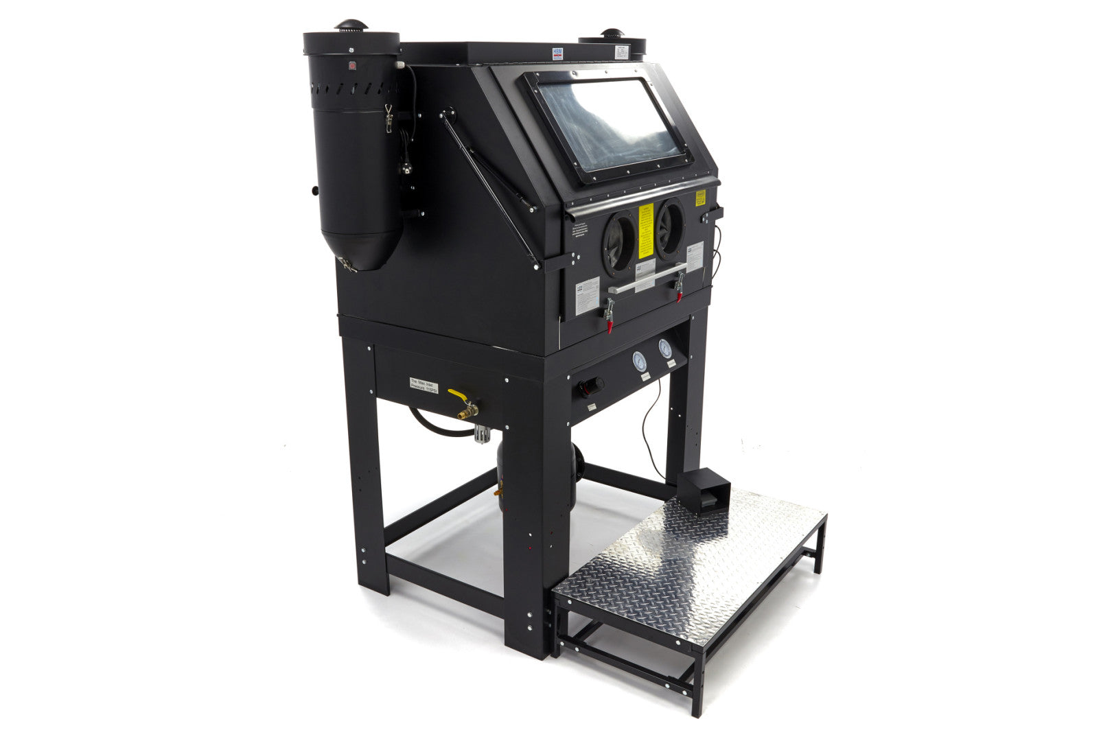 Cabina di sabbiatura/sabbiatrice a pressione professionale con doppio aspiratore, con 2 estrattori SBC 990 litri