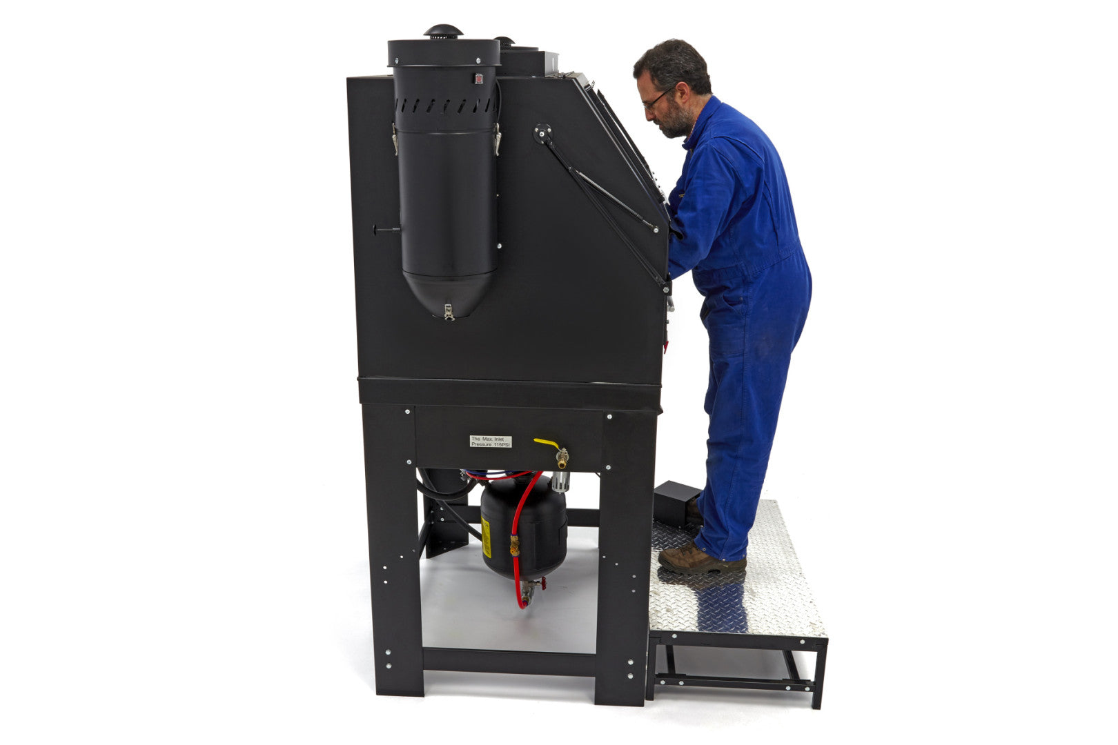 Cabina di sabbiatura/sabbiatrice a pressione professionale con doppio aspiratore, con 2 estrattori SBC 990 litri
