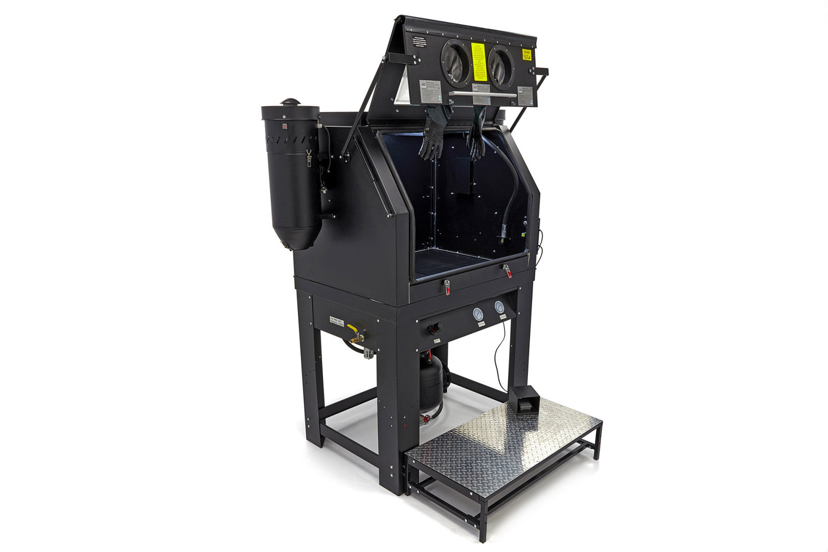 Cabina di sabbiatura/sabbiatrice a pressione professionale con doppio aspiratore, con 2 estrattori SBC 990 litri