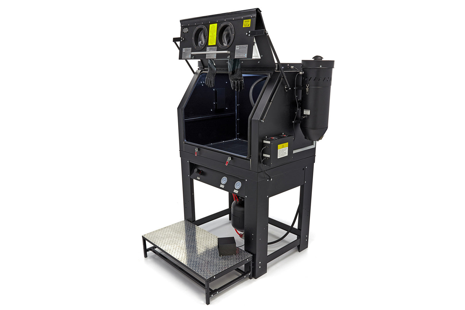Cabina di sabbiatura/sabbiatrice a pressione professionale con doppio aspiratore, con 2 estrattori SBC 990 litri