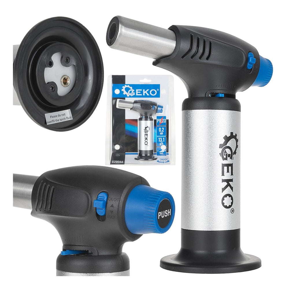 Cannello a gas 360 gradi portatille con serbatoio, bruciatore, torcia ricaricabile con blocco di sicurezza e fiamma regolabile per barbecue,cucina,campeggio, piezoelettrico