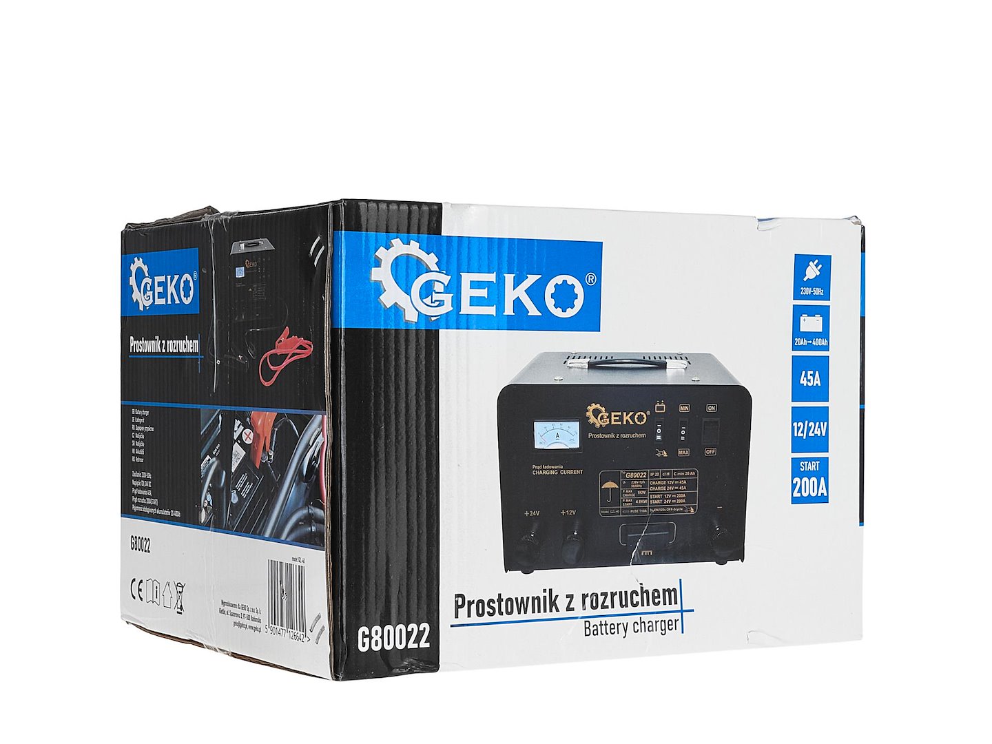 Caricabatteria auto con funzione Booster, avviatore di emergenza con caricabatterie 200A 12/24V Geko