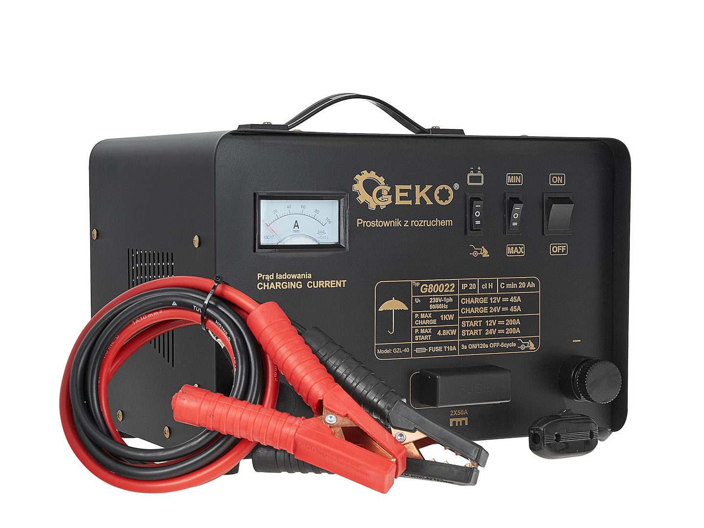 Caricabatteria auto con funzione Booster, avviatore di emergenza con caricabatterie 200A 12/24V Geko