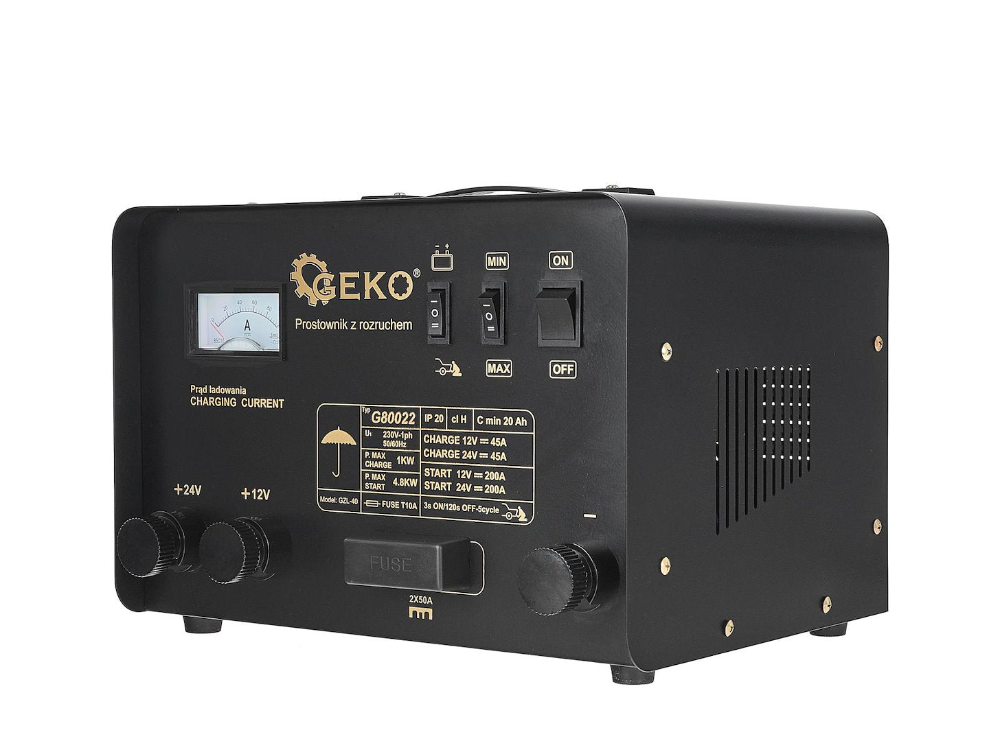 Caricabatteria auto con funzione Booster, avviatore di emergenza con caricabatterie 200A 12/24V Geko