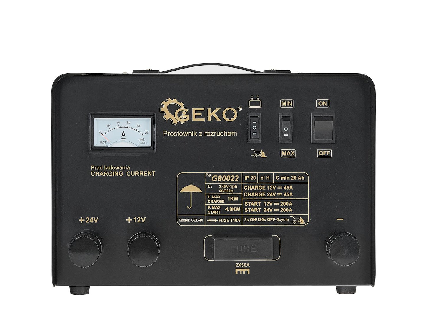 Caricabatteria auto con funzione Booster, avviatore di emergenza con caricabatterie 200A 12/24V Geko