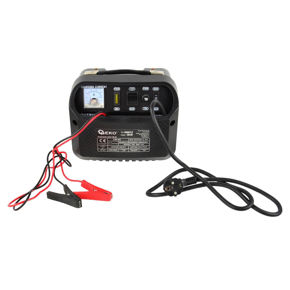Caricabatterie auto 12/24V CB-20, 12-18A, avviatore per batterie 60-240 Ah Geko