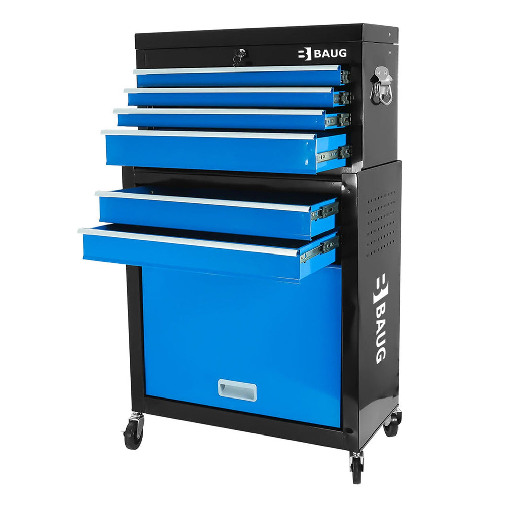 Carrello-armadietto metallico portautensili porta attrezzi multifunzione 2 pezzi-doppio con 6 cassetti e ruote mobile ,organizzatore per officina garage Baug