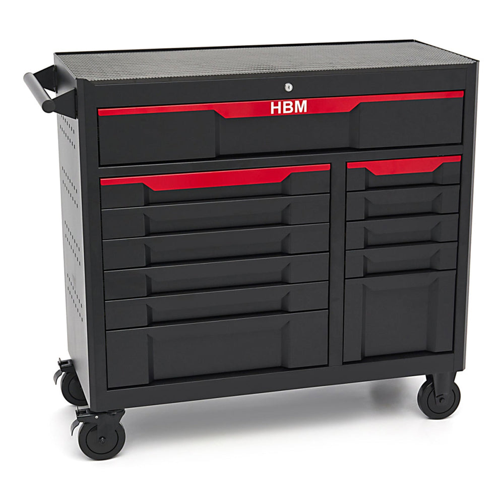 Carrello-armadietto metallico portautensili porta attrezzi multifunzione con 12 cassetti e ruote mobile 106 cm,organizzatore per officina garage Hbm